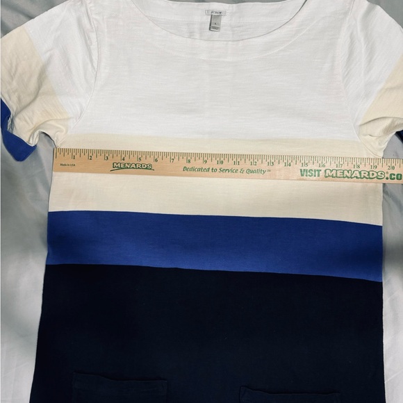 J. Crew Short Sleeve Colorblock Blue & Cream Shift Dress Size Lg - Picture 8 of 9